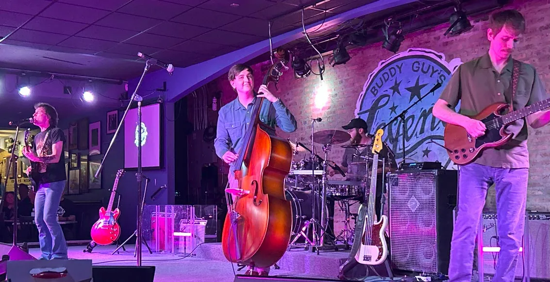 Chris Pecoraro playing upright bass with the Sean McKee Band at Buddy Guy's Legends in Chicago